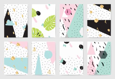 Modern yaratıcı soyut kartları dokular ile ayarla.