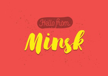 Minsk, Beyaz Rusya'dan merhaba. Yazı tasarımı ile tebrik kartı.