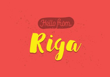 Riga, Letonya'dan merhaba. Yazı tasarımı ile tebrik kartı.