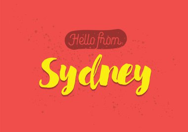 Sydney, Avustralya'dan merhaba. Yazı tasarımı ile tebrik kartı.