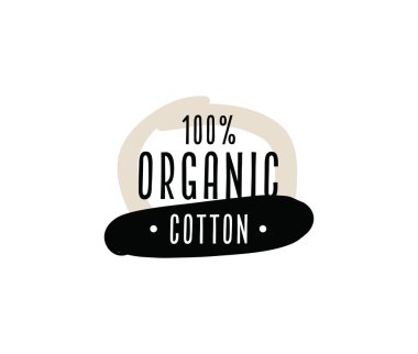 Doğal Organik Pamuk vektör etiket.