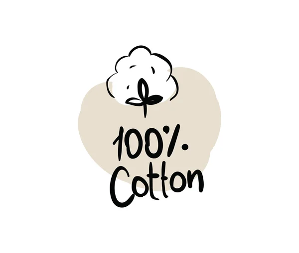 Natural organic cotton vector label. — Stock Vector