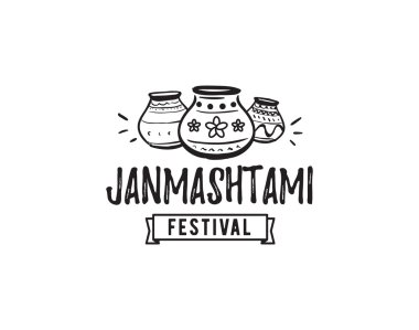 Mutlu Janmashtami festival tipografik vektör tasarımı.