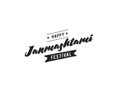 Mutlu Janmashtami festival tipografik vektör tasarımı.