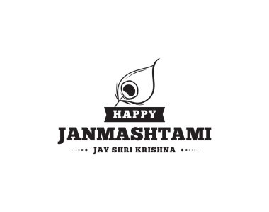 Mutlu Janmashtami festival tipografik vektör tasarımı.