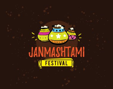 Mutlu Janmashtami festival tipografik vektör tasarımı.