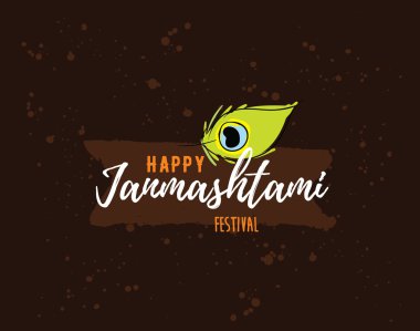 Mutlu Janmashtami festival tipografik vektör tasarımı.