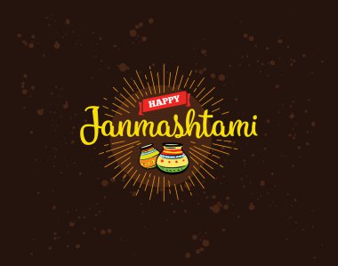 Mutlu Janmashtami festival tipografik vektör tasarımı.
