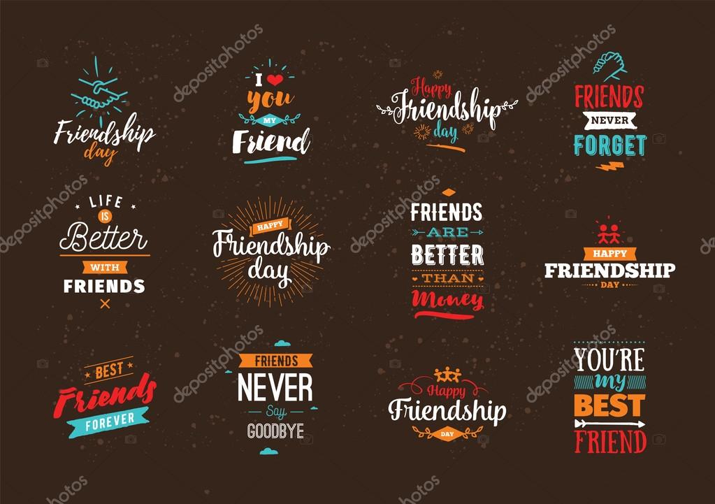 Happy Friendship day vector typographic colorful design. Inspirational quotes about friendship. Usable as greeting cards, posters, clothing, t-shirt for your friends.