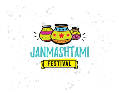 Mutlu Janmashtami festival tipografik vektör tasarımı.