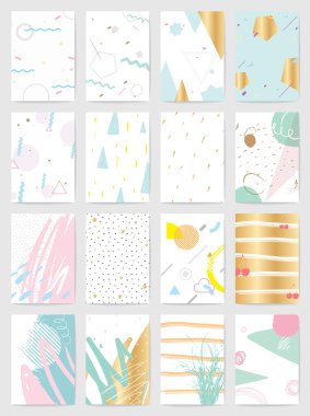 Soyut geometrik arka planlar ile yaratıcı kartları