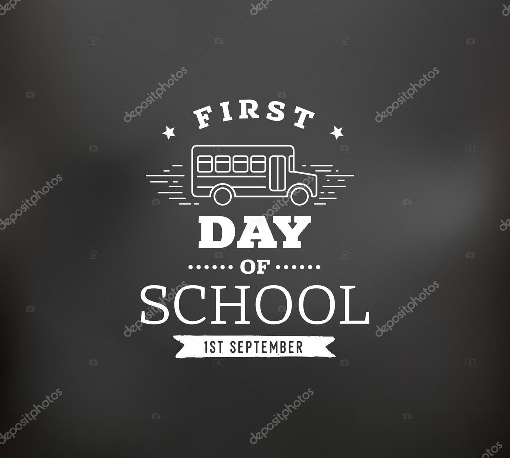 Back to school emblem. Isolated vector element. First day of school logo. Calligraphy, lettering design. Typography for greeting cards, posters, banners.