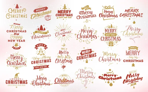 Merry Christmas typograficzne herby zestaw. — Wektor stockowy