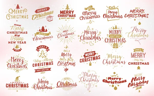 Neşeli Noel tipografik Amblemler ayarla.
