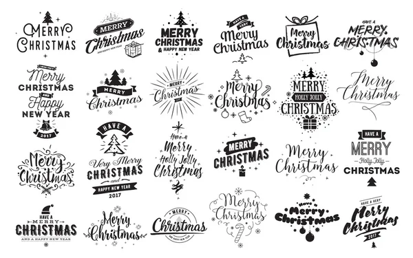 Neşeli Noel tipografik Amblemler ayarla.