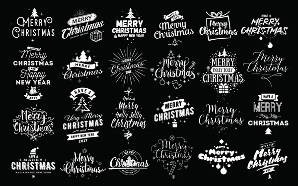 Neşeli Noel tipografik Amblemler ayarla.