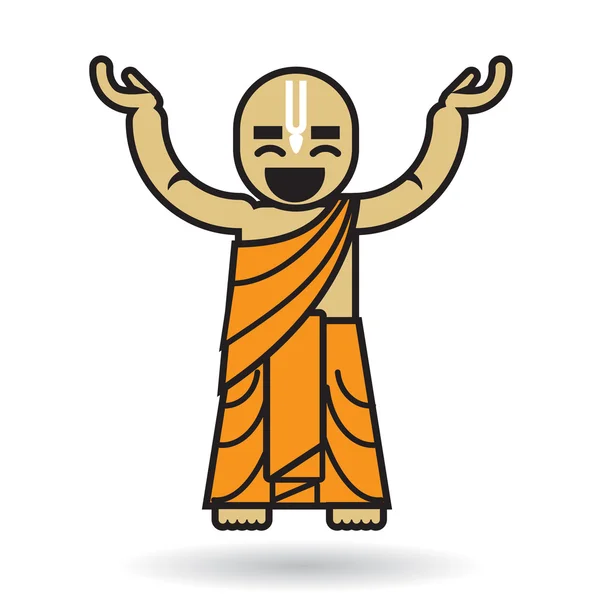 Dancing Hare Krishna man icon — Stock Vector