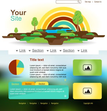 Gökkuşağı ve ağaçlar ile Web sitesi tasarımı
