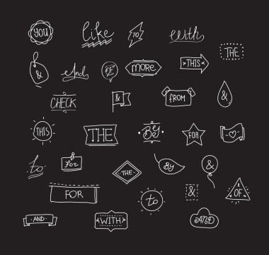 vektör el işaretleri ve catchwords çekilmiş. 