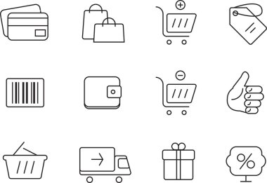 Shopping icons set. Simple design.