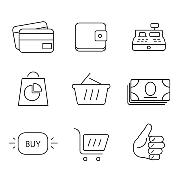 Shopping 9 thin icons set. — Stock Vector
