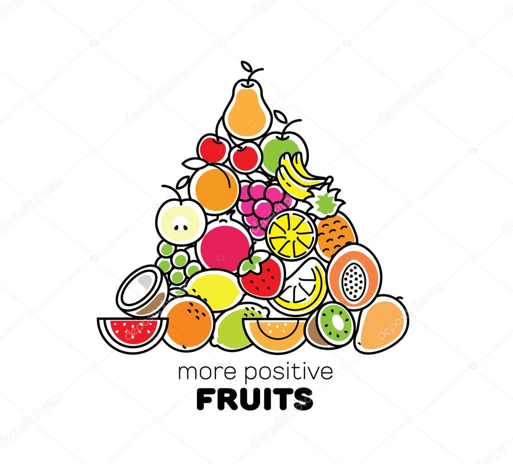 Colorful fruits compostiton. Template for logo, card or banner.