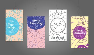 Grup dört kartları veya doodle okları tema ile el ilanları.