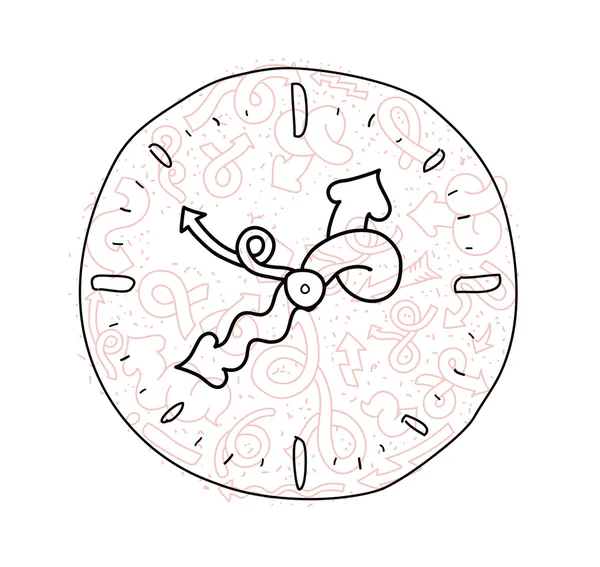 Conception d'icône d'horloge doodle dessinée à la main — Image vectorielle