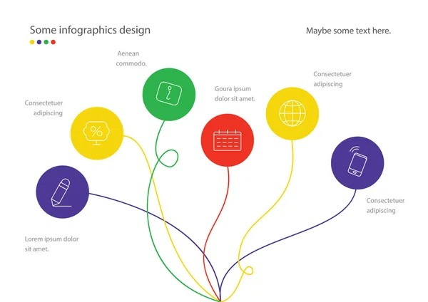 Modern minimalistic mindmap design. Useful for presentation, web design or advertisement. Colorful rounds — Stock Vector