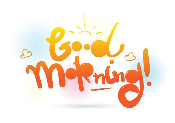 Good morning inscription vector design for greeting cards or print elements. Hand drawn naive design. — Stockový vektor