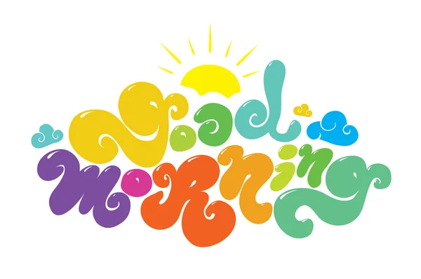 Buenos días inscripción vector colorido. Cita escrita a mano para tarjetas de felicitación, carteles y elementos impresos. Arte de letras . — Vector de stock