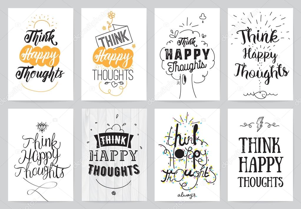Inspirational cards 8 set. Typographical design. Lettering concept.