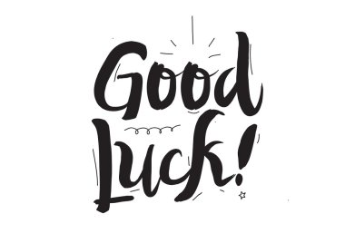 İyi şanslar. Modern hat ve elle çizilmiş öğeleri ile tebrik kartı. İzole tipografik kavramı. İlham motivasyonel teklif. Vektör tasarımı.