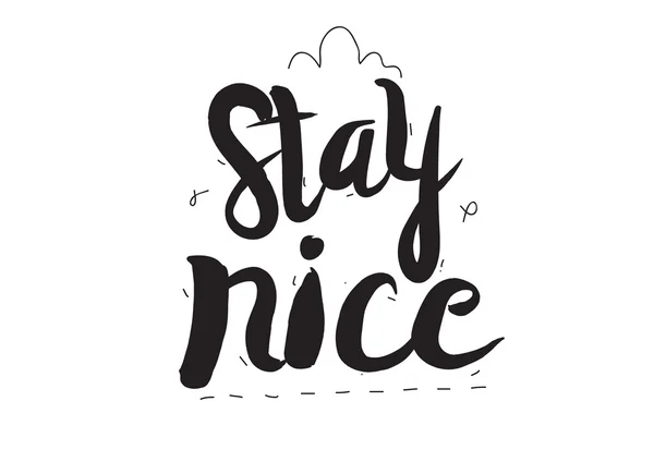 Stay nice. Greeting card with modern calligraphy and hand drawn elements. Isolated typographical concept. Inspirational motivational quote. Vector design. — Stock Vector
