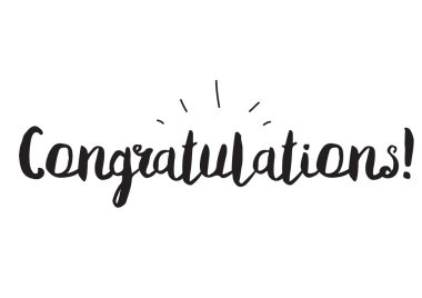 Congratulations. Greeting card with modern calligraphy. Isolated typographical concept. Inspirational, motivational quote. Vector design. Usable for cards, posters, banners, t-shirts, etc.