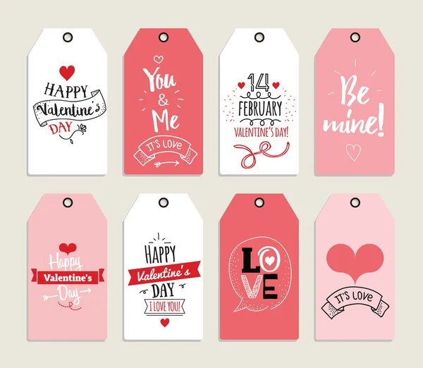 Valentines day gift cards, labels, and stickers. Template for Greeting Scrapbooking, Congratulations, Invitations, Planner, Diary, Notes. Quotes, typography. — Stockový vektor