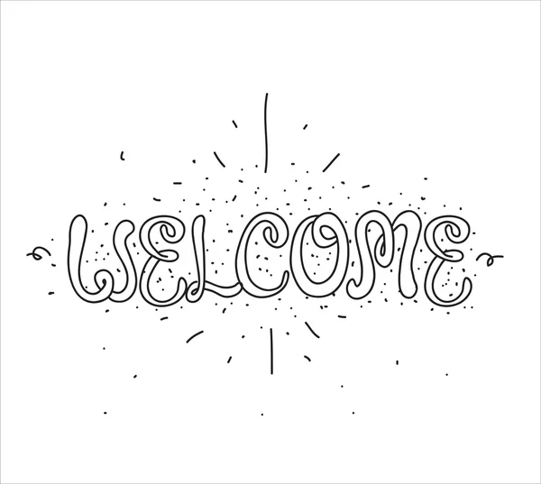 Inscripción de bienvenida. Tarjeta de felicitación con caligrafía. Elementos de diseño dibujado a mano. Blanco y negro . — Vector de stock