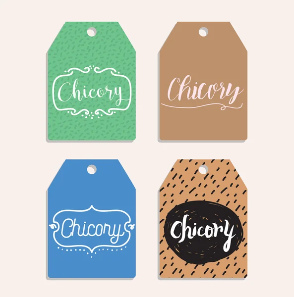 Chicory inscription, logo set. Typography design. Labels. — Διανυσματικό Αρχείο