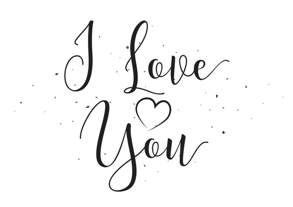 I Love You inscription. Greeting card with calligraphy. Hand drawn design elements. Black and white. — Stok Vektör