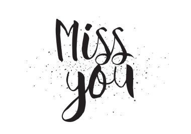 Sen yazıt özledim. Hat sanatı ile tebrik kartı. Elle çizilmiş tasarım. Siyah ve beyaz.