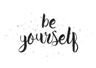 Kendiniz yazıt olun. Hat sanatı ile tebrik kartı. Elle çizilmiş tasarım. Siyah ve beyaz.