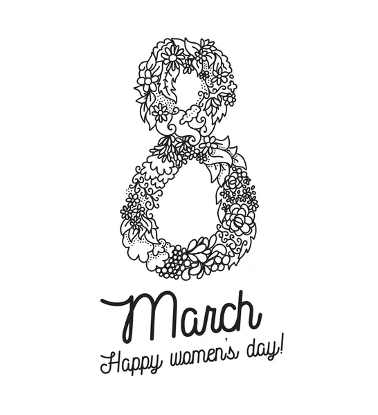 Oito marchas tipográficas. Feliz dia das mulheres . — Vetor de Stock