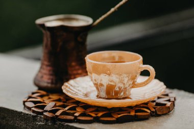 Kahveyle hayat, Turka, cezva. Kahvaltı konsepti..