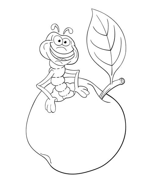 在苹果的滑稽漫画蠕虫 — 图库矢量图片