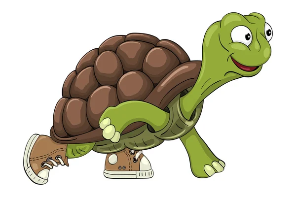 Cartoon schildpad uit sneakers — Stockvector