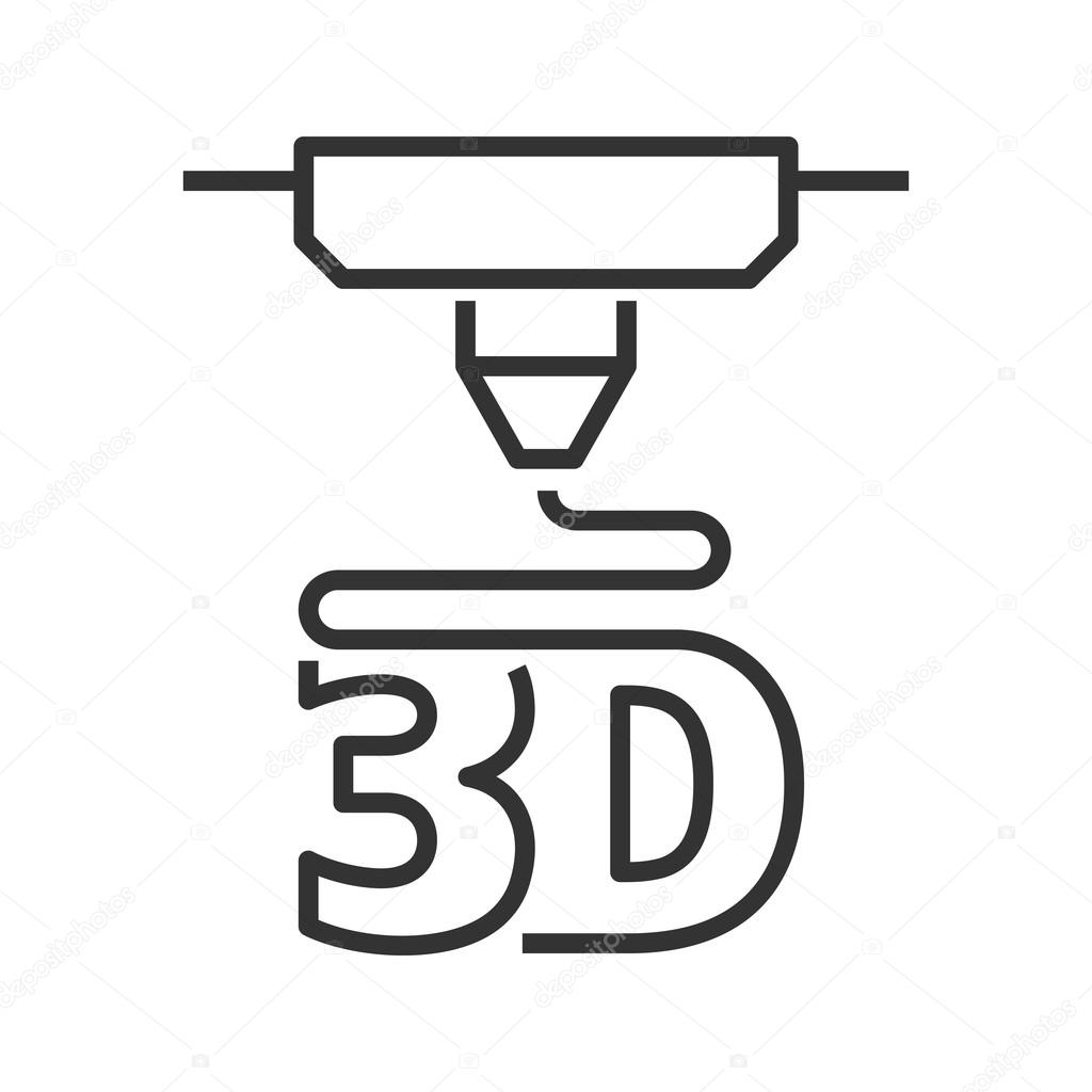 3D printer line icon