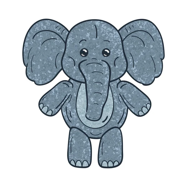Ilustración Esbozada Elefante Dibujos Animados Con Textura Sobre Fondo Blanco — Vector de stock