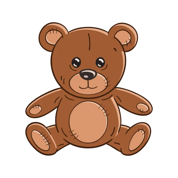 Ilustração Delineada Engraçado Desenho Animado Teddy Bear Brinquedo Backgroud Branco —  Vetores de Stock
