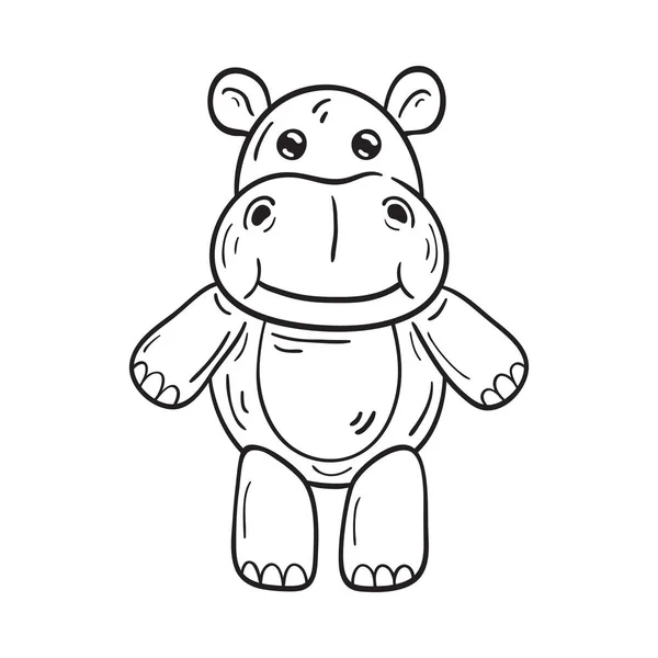 Ilustración Blanco Negro Divertido Hipopótamo Dibujos Animados Sobre Fondo Blanco Ilustraciones De Stock Sin Royalties Gratis