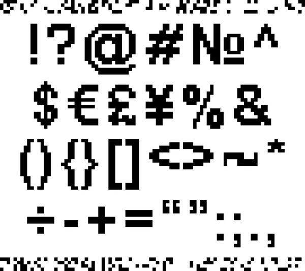 Set enkele pixel lettertypesymbolen — Stockvector
